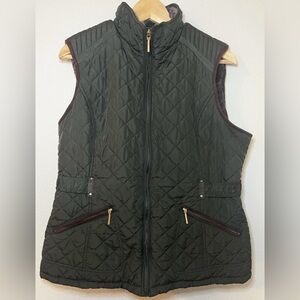 WEATHERPROOF Women’s Sz L Brown Puffer With Faux Pockets Full Zip Vest